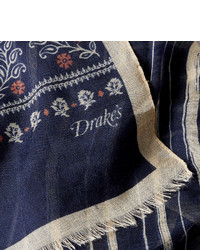 Drakes Drakes Printed Silk And Modal Blend Scarf