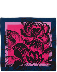 Carolina Herrera Geometric Floral Print Square Silk Scarf Navyblack