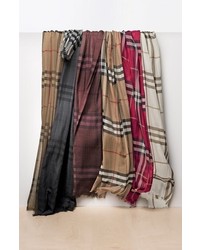 giant check print wool & silk scarf