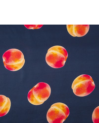 Paul Smith Navy Peaches And Peach Stone Print Silk Scarf