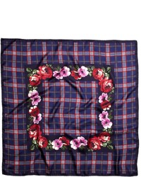 Brooks Brothers Tartan With Floral Silk Square
