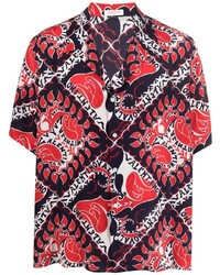 Valentino Bandana Print Short Sleeve Silk Shirt