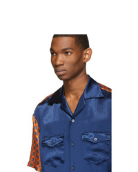 Gucci Blue And Orange Silk Bowling Shirt