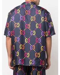 Gucci Logo Print Silk Shirt