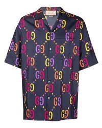 Gucci Logo Print Silk Shirt