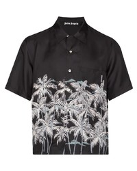 Palm Angels Palm Tree Print Silk Shirt
