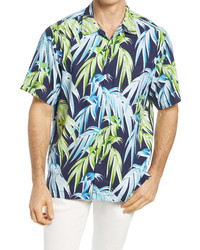 Tommy Bahama Perfect Palmday Leaf Print Short Sleeve Silk Button Up Shirt