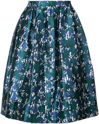Oscar de la Renta Printed Shiny Skirt