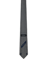 Salvatore Ferragamo Black Navy Silk Tie