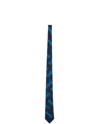 Burberry Blue Silk Monogram Classic Cut Tie