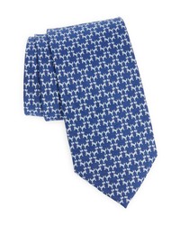 Salvatore Ferragamo Dog Print Silk Tie In Bluette At Nordstrom