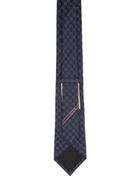 Gucci Navy Blue Silk Gg Pattern Tie