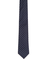 Gucci Navy Blue Silk Gg Pattern Tie