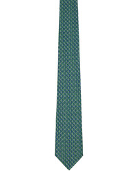 Salvatore Ferragamo Navy Green Silk Tie