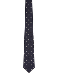 Gucci Navy Silk Bee Pattern Tie