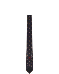 Gucci Navy Silk Gg Crown Tie