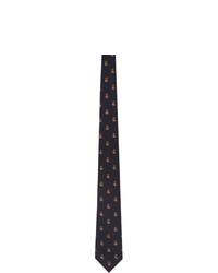 Gucci Navy Silk Gg Crown Tie