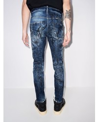 DSQUARED2 Floral Print Bleached Effect Skinny Jeans