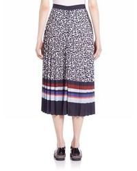 Mother of Pearl Poly Print Kitty Accordion Pleated Skirt