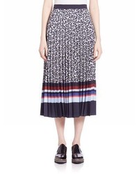 Mother of Pearl Poly Print Kitty Accordion Pleated Skirt