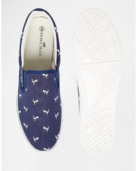 Brave Soul Slip On Sneakers With Flamingo Print