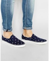 Brave Soul Slip On Sneakers With Flamingo Print