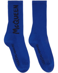 Alexander McQueen Blue Graffiti Socks