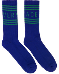 Versace Blue Green Vintage Logo Socks