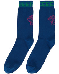 Versace Blue Medusa Socks
