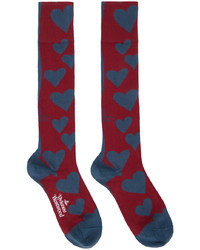 Vivienne Westwood Blue Red Hearts Doll Socks