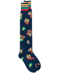 Sacai Long Floral Border Print Socks