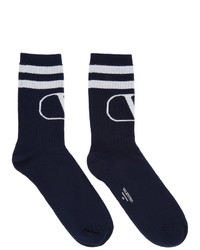 Valentino Navy And Grey Garavani Vlogo Socks