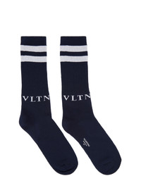 Valentino Navy And Grey Garavani Vltn Socks