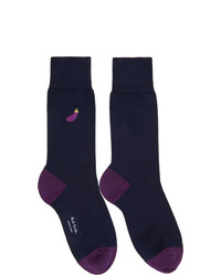 Paul Smith Navy And Purple Aubergine Socks