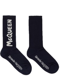Alexander McQueen Navy Graffiti Socks