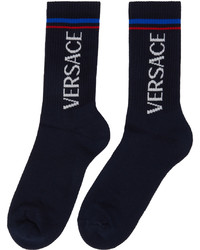 Versace Navy Logo Socks