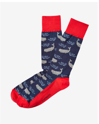 Express Whale Print Dress Socks