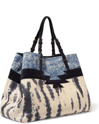 Jerome Dreyfuss Jrme Dreyfuss Maurice Tie Dye Leather And Printed Suede Tote Blue