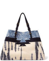 Jerome Dreyfuss Jrme Dreyfuss Maurice Tie Dye Leather And Printed Suede Tote Blue