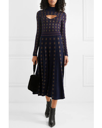 Temperley London Night Cutout Metallic Intarsia Wool Blend Midi Dress