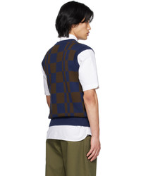 Fred Perry Navy Brown Chequerboard Vest