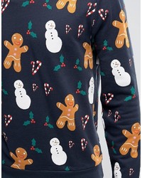Asos Holidays Gingerbread Print Sweatshirt