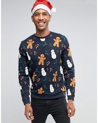 Asos Holidays Gingerbread Print Sweatshirt