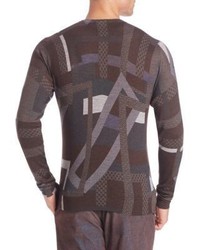 Etro Wool Silk Cashmere Grid Printed Sweater