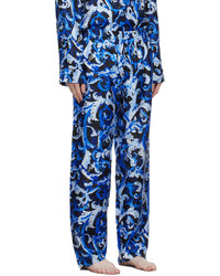 Versace Underwear Blue Silk Baroccoflage Lounge Pants