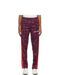 Palm Angels Navy And Red Monogram Track Pants
