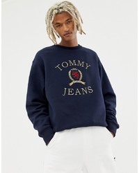 Tommy Jeans 60 Limited Capsule Crew Neck Sweatshirt With Crest Logo In Navy