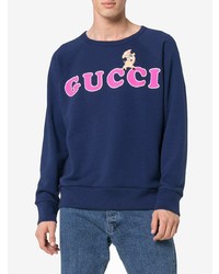 Gucci Blue Baby Print Logo Long Sleeve Cotton Sweatshirt