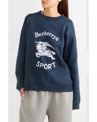 Burberry Flocked Cotton Blend Jersey Sweatshirt