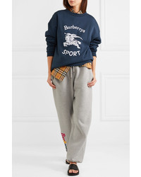 Burberry Flocked Cotton Blend Jersey Sweatshirt